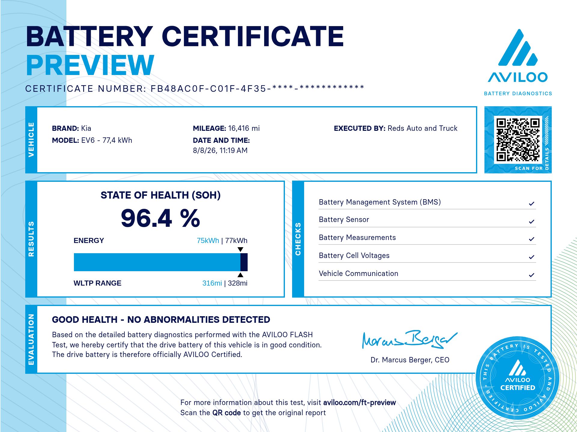 AVILOO battery certificate preview