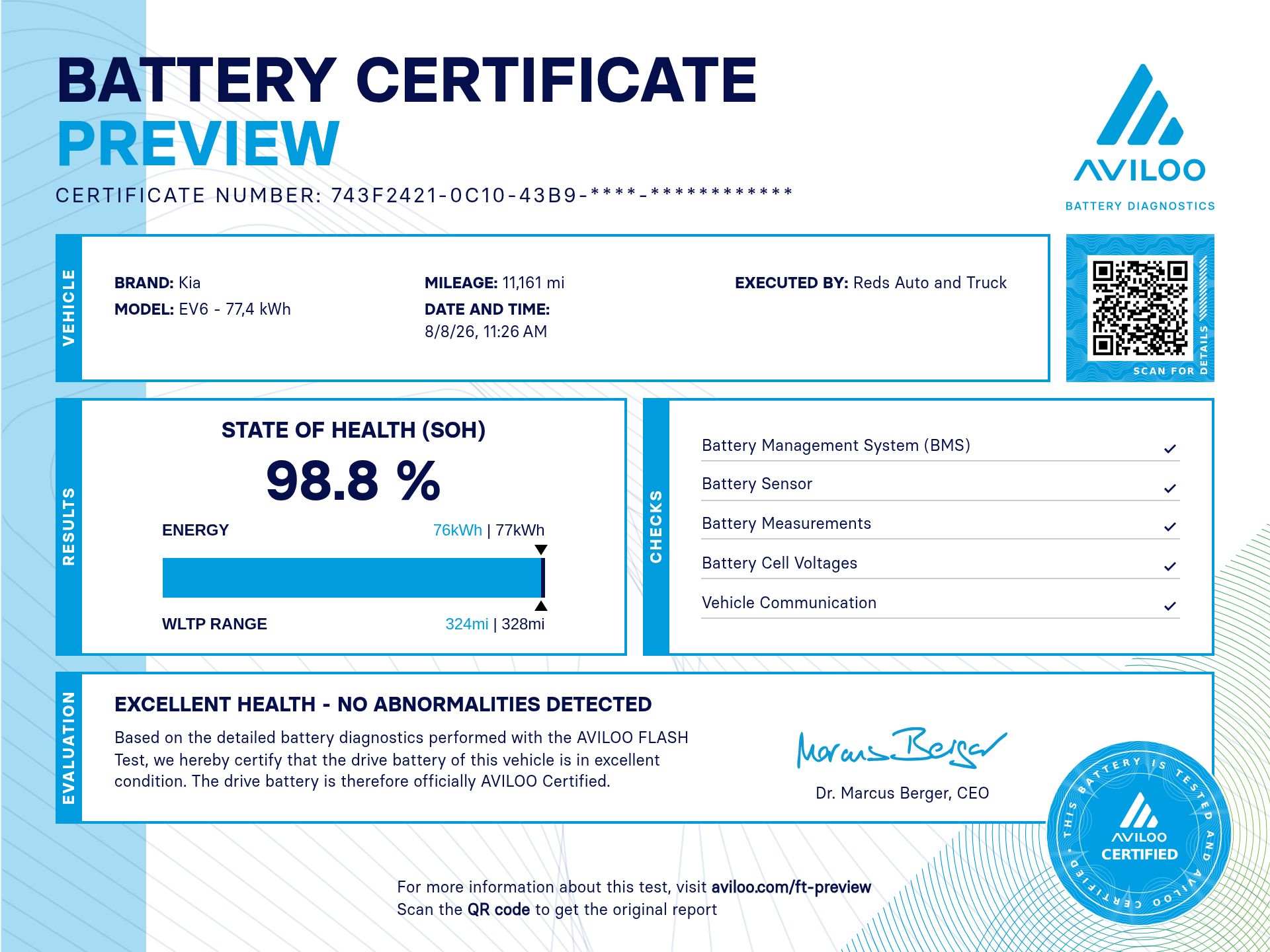 AVILOO battery certificate preview