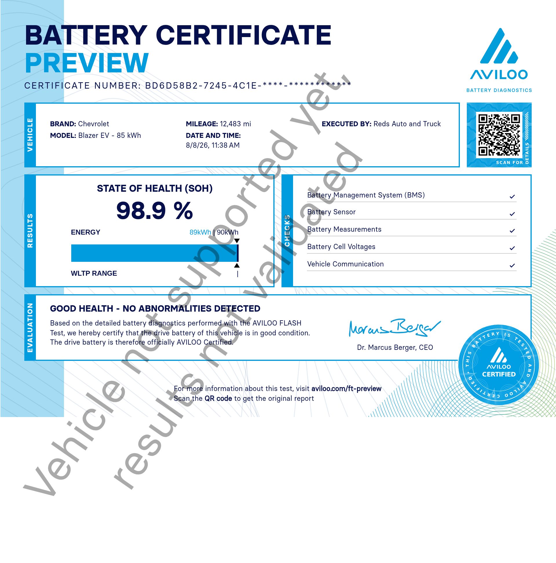 AVILOO battery certificate preview