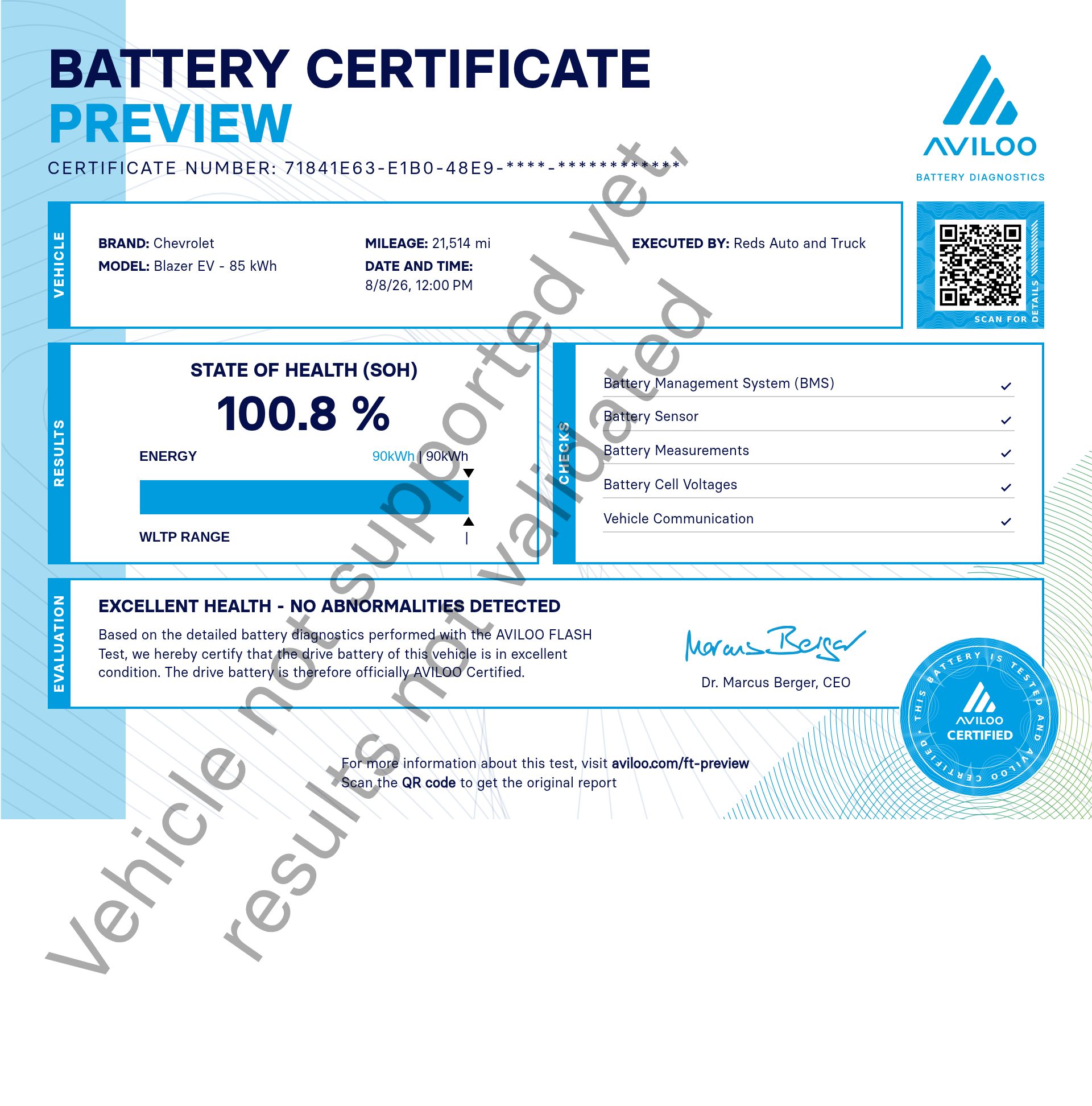 AVILOO battery certificate preview
