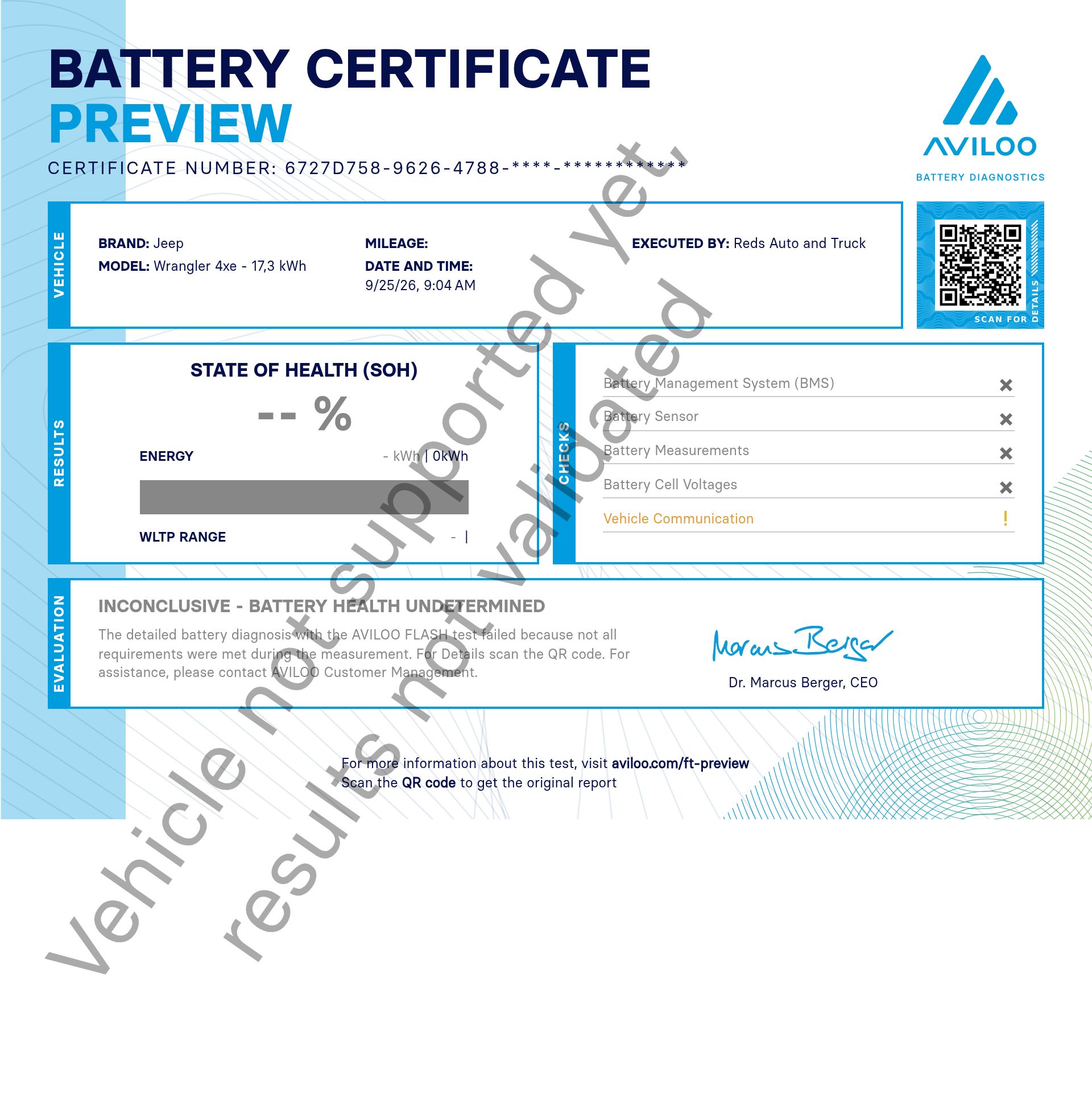 AVILOO battery certificate preview