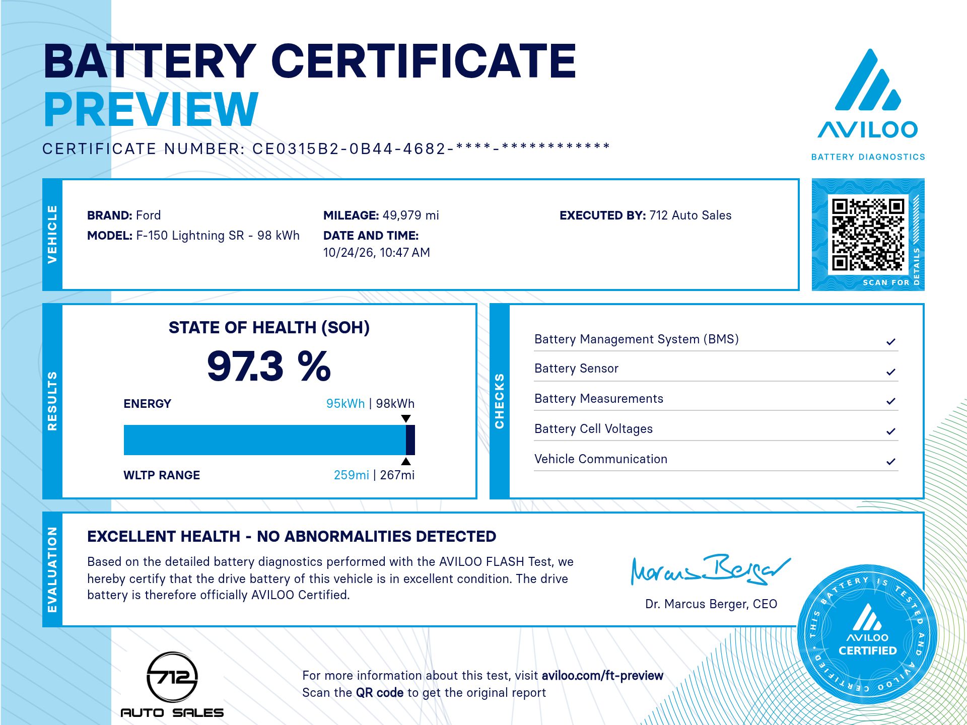 AVILOO battery certificate preview